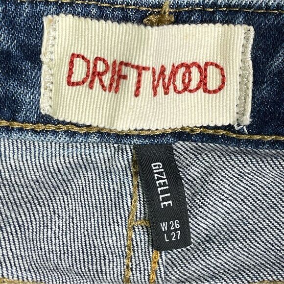 Driftwood Jeans Women's 26 Blue Skinny Mid-rise Medium Wash Denim Distressed - Picture 12 of 14